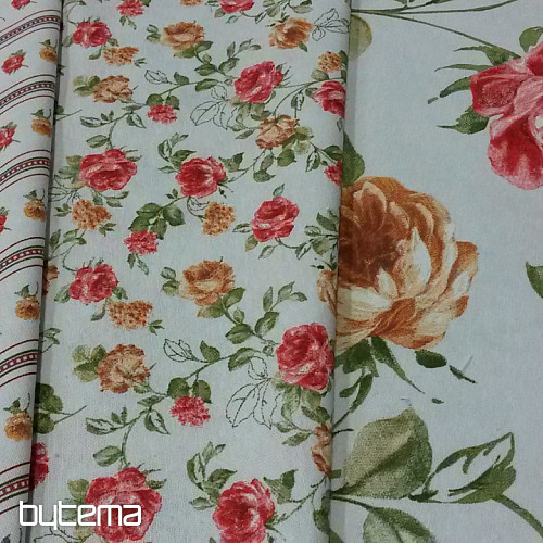 Decorative fabric ESTER roses red combination
