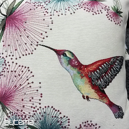 Tapestry cushion cover HUMMINGBIRD PURPLE FLOWER