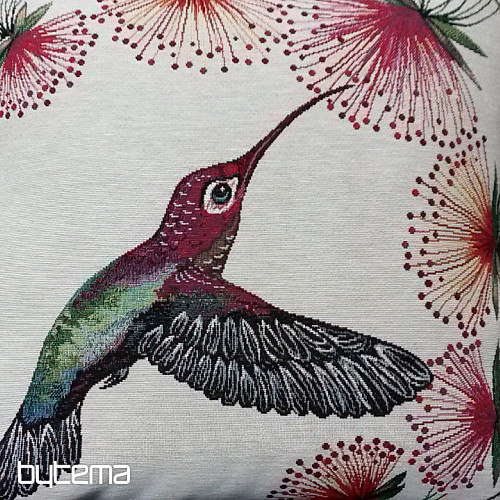 Tapestry cushion cover HUMMINGBIRD RED FLOWER