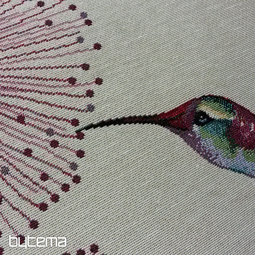 Tapestry cushion cover HUMMINGBIRD PURPLE FLOWER