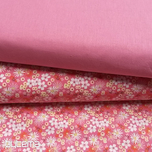 Decorative fabric ZINIA pink flowers