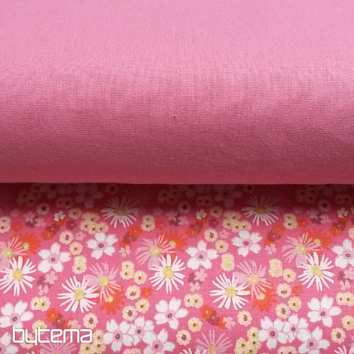 Decorative fabric ZINIA pink flowers