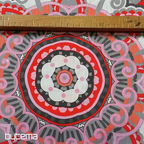 Decorative fabric MANDALA big grey