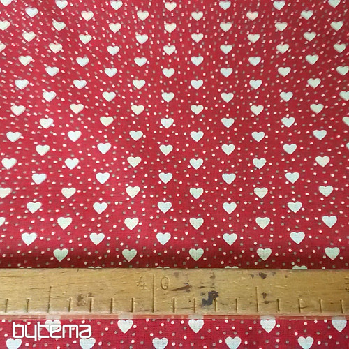 Cotton fabric red MINI HEART