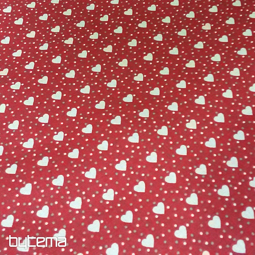 Cotton fabric red MINI HEART