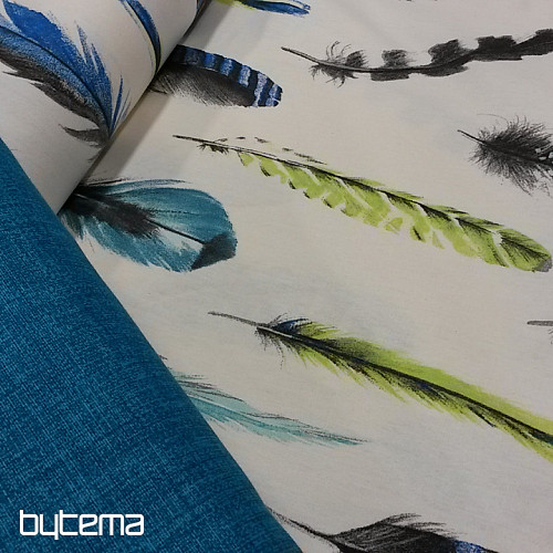 Decorative fabric BLUE FEATHERS