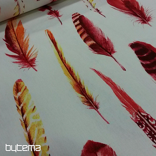 Decorative fabric Red Feathers