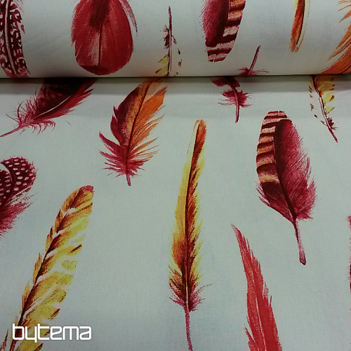 Decorative fabric Red Feathers