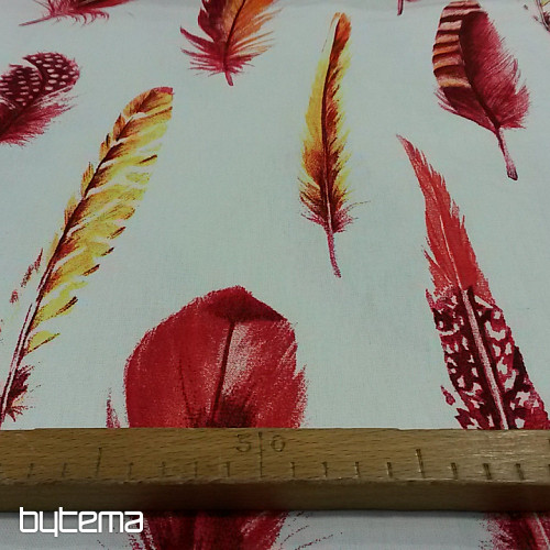 Decorative fabric Red Feathers