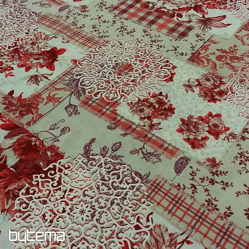 Decorative fabric CINTIA flowers red