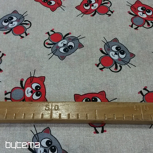 Decorative fabric CATS RED