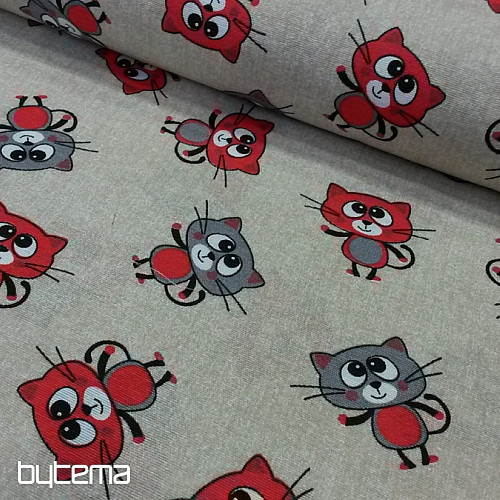 Decorative fabric CATS RED
