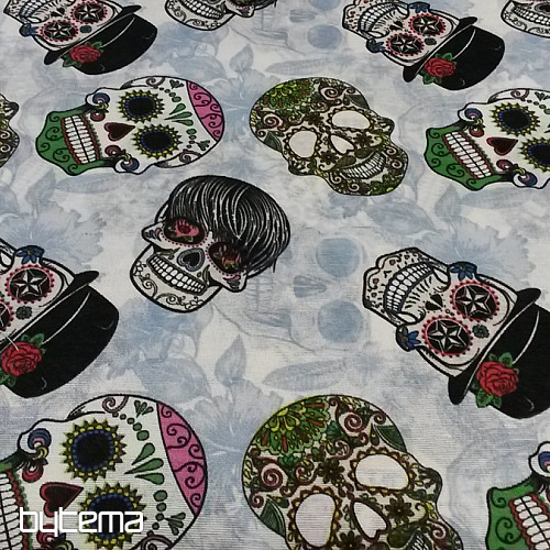 decorative fabric SKULL voodoo