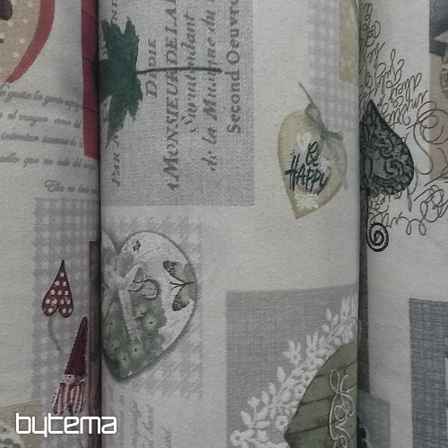 Decorative fabric SHABBY HEART beige