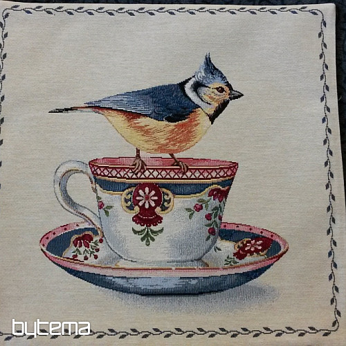 Tapestry pillow-case BIRDS and CUP 1