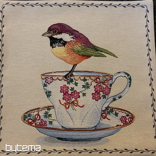 Tapestry pillow-case BIRDS and CUP 2