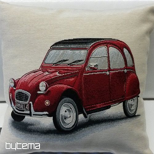 Tapestry pillow-case Citroën 2CV red