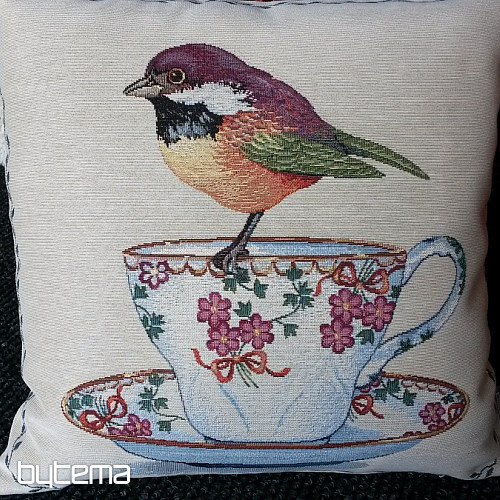Tapestry pillow-case BIRDS and CUP 2