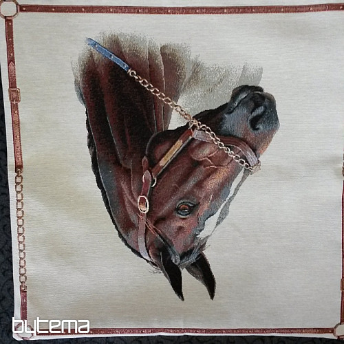 BIg tapestry pillow-case HORSES brown