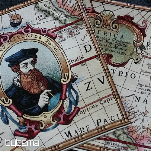 Large GERHARD MERCATOR tapestry cushion cover