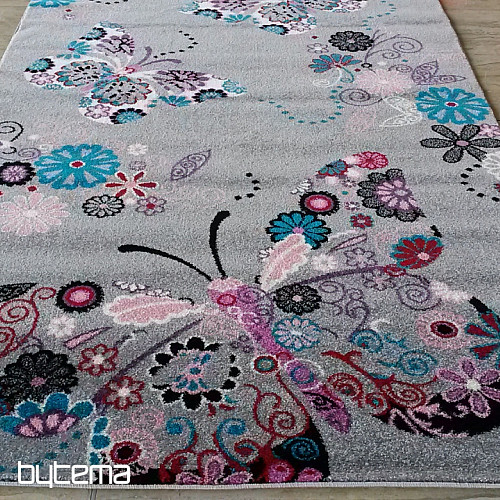 Children's rug BELLA Butterflies gray