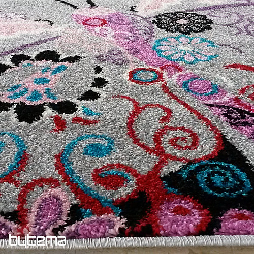 Children's rug BELLA Butterflies gray