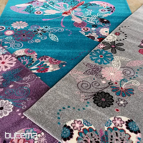 Children's rug BELLA Butterflies gray