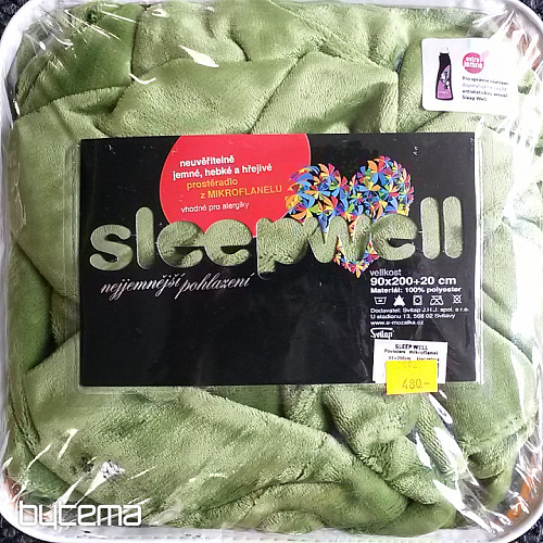 Micro flannel sheet SLEEP WELL green - kiwi