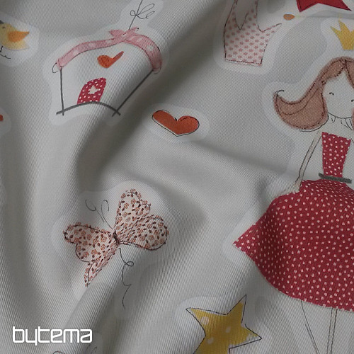 Children decorative fabric TVIST PRINCESS orange