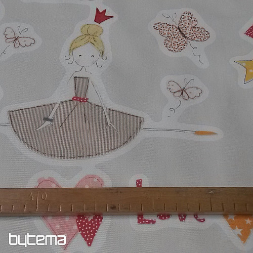 Children decorative fabric TVIST PRINCESS orange