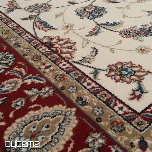 Wool classic carpet ORIENT cream, burgundy trim