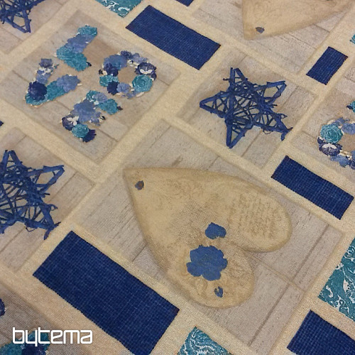 Decorative fabric LOVE CHRISTMAS blue