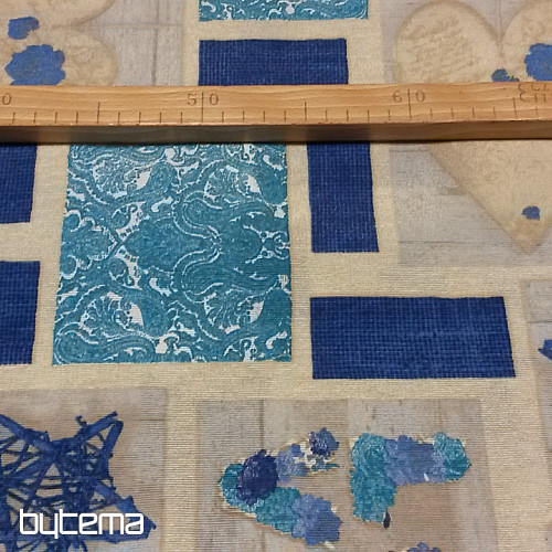Decorative fabric LOVE CHRISTMAS blue
