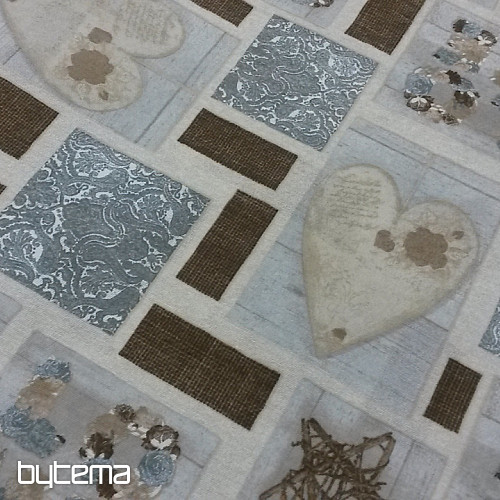 Decorative fabric LOVE CHRISTMAS gray