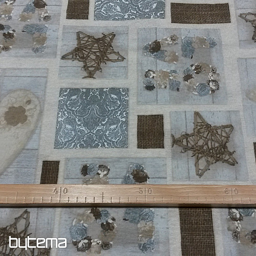 Decorative fabric LOVE CHRISTMAS gray