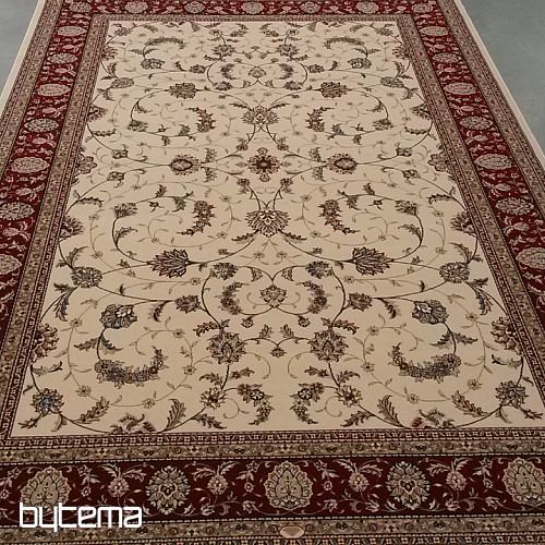 Wool classic carpet ORIENT cream, burgundy trim