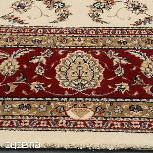 Wool classic carpet ORIENT cream, burgundy trim