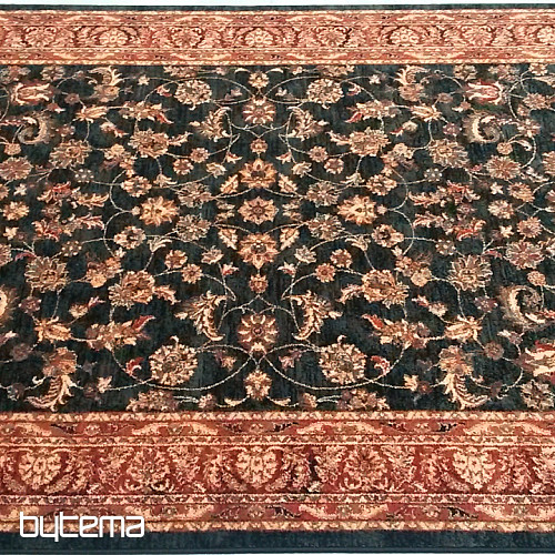 Luxurious woolen carpet ROYAL allover flower green/black