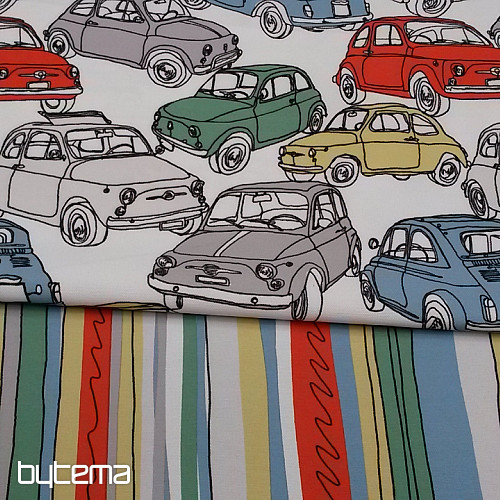 Decorative fabric CARS white/color