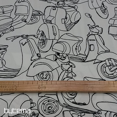 Decorative fabric MOTOS white/black