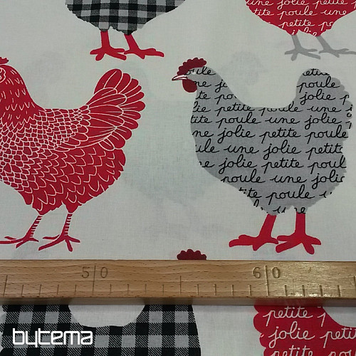 Decorative cotton fabric CHICKENS