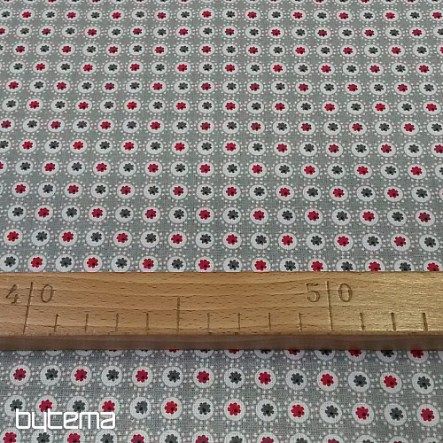 Decorative fabric COLETTE gris/rouge