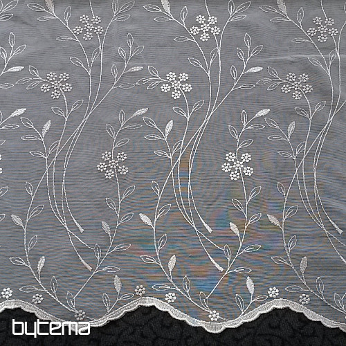 Modern embroidered curtain GERSTER 11443 white/beige