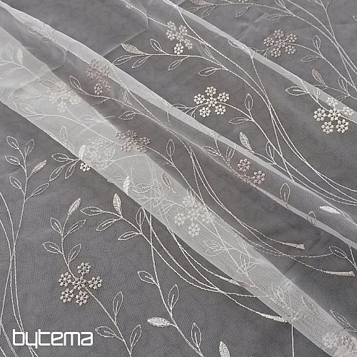 Modern embroidered curtain GERSTER 11443 white/beige