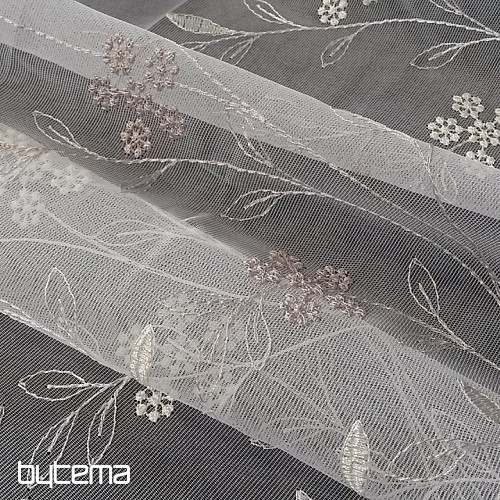 Modern embroidered curtain GERSTER 11443 white/beige