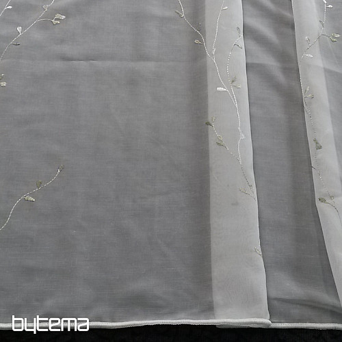 Modern embroidered curtain GERSTER 11545 white - green