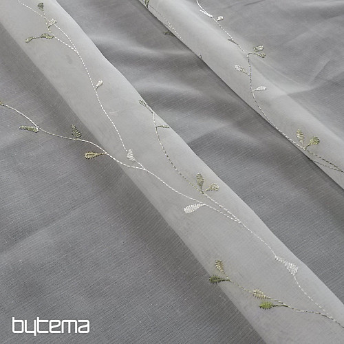 Modern embroidered curtain GERSTER 11545 white - green