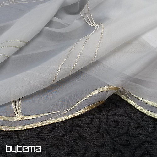 Modern embroidered curtain white - green/yellow GERSTER 556/53