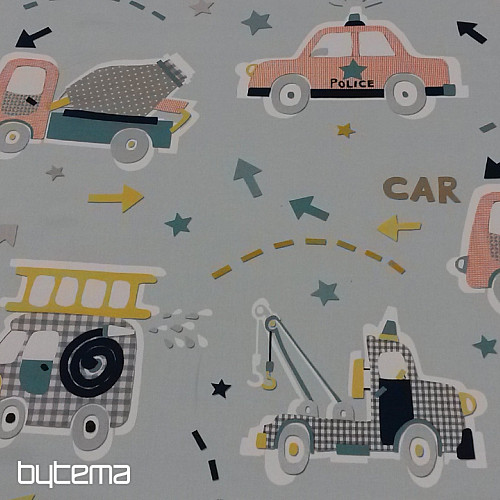 Children decorative fabric FUNNY CARS blue