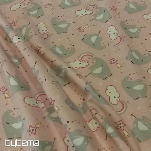 Cotton jersey ELEPHANT pink